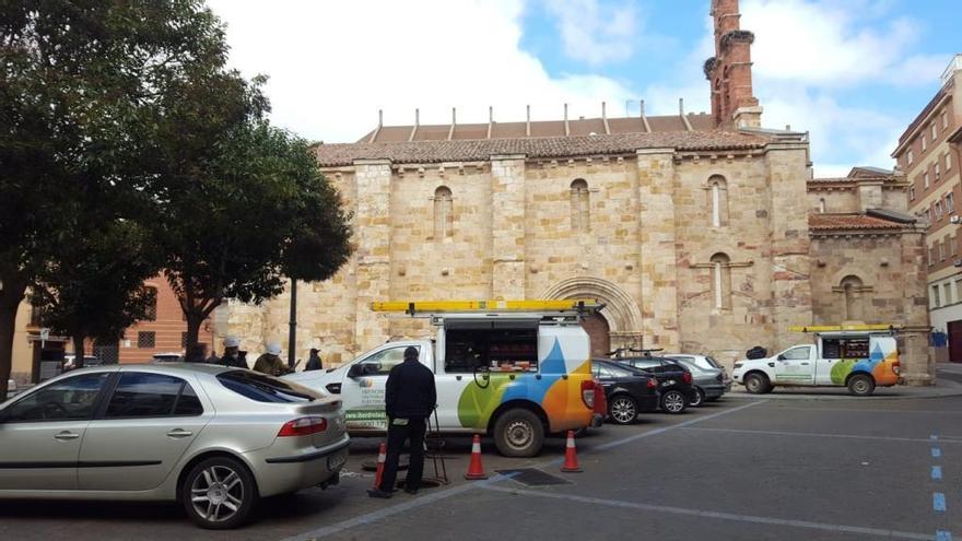 Trabajadores de Iberdrola en la plaza de San Esteban.