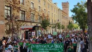 Manifestación en Sevilla convocada por la Marea Verde.