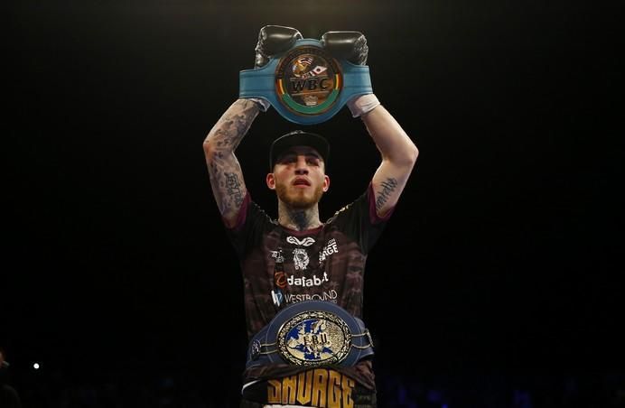 Sam Eggington celebrates after winning the fight