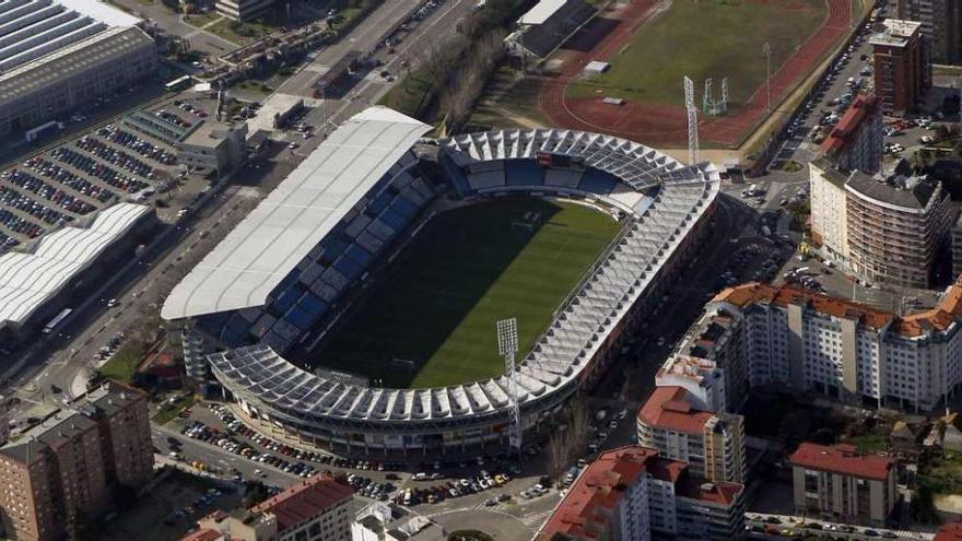 Vista aérea del estadio municipal de Balaídos.