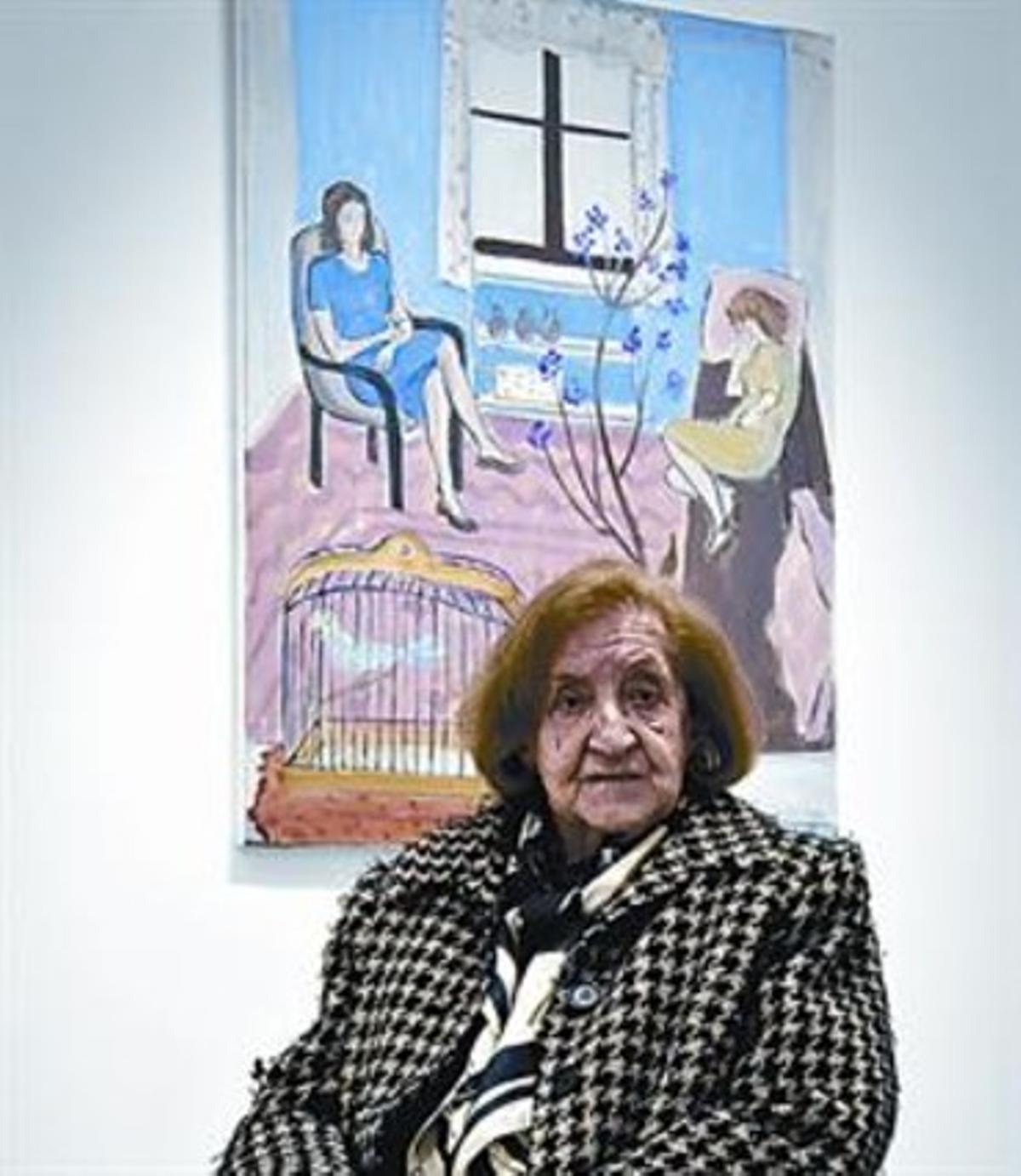 Maria Girona, amb un dels seus quadros a la galeria Tatiana Kourochkina. Maria Girona, amb un dels seus quadros a la galeria Tatiana Kourochkina.