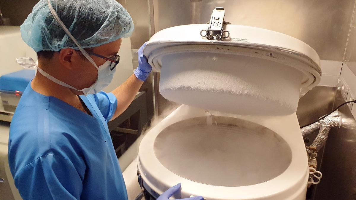 Un profesional de la clínica IVI, en el laboratorio de andrología.