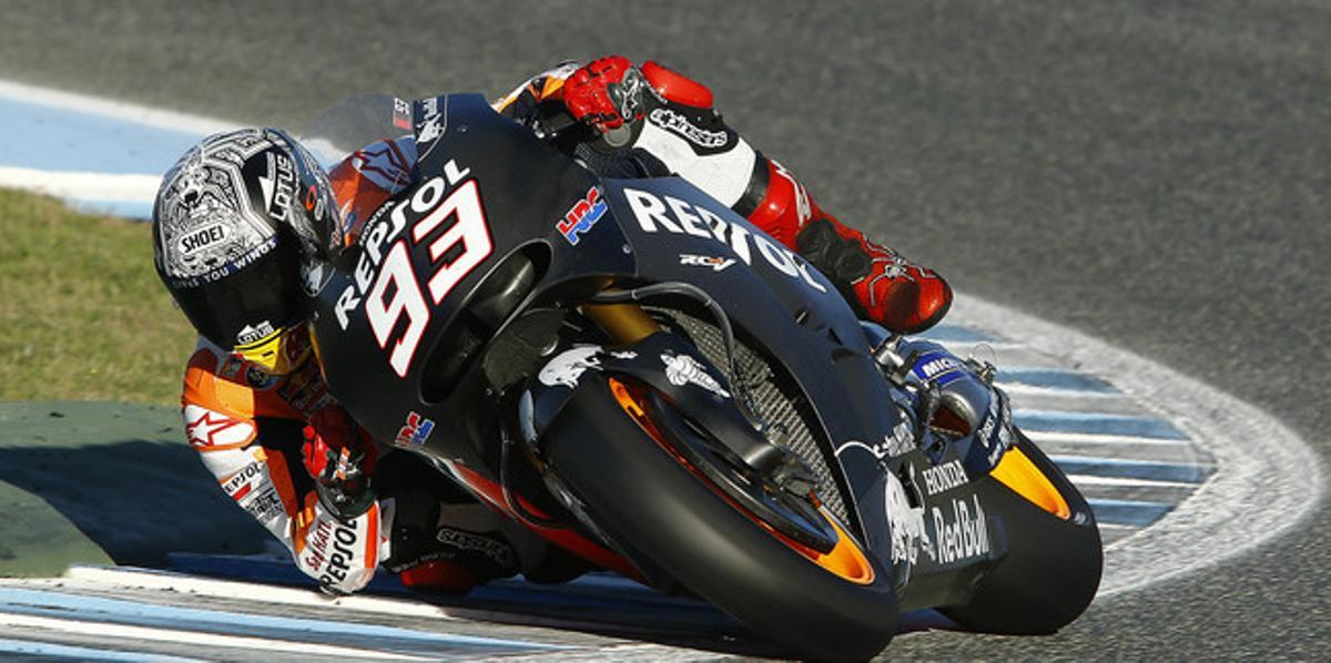 El pilot d’Honda Marc Márquez, durant els entrenaments a Jerez.