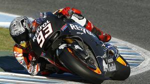 El pilot d’Honda Marc Márquez, durant els entrenaments a Jerez.