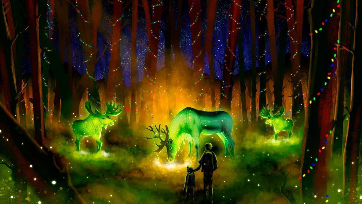ilustración de Boreal, el nuevo espectáculo lumínico que llega a Zaragoza estas Navidades
