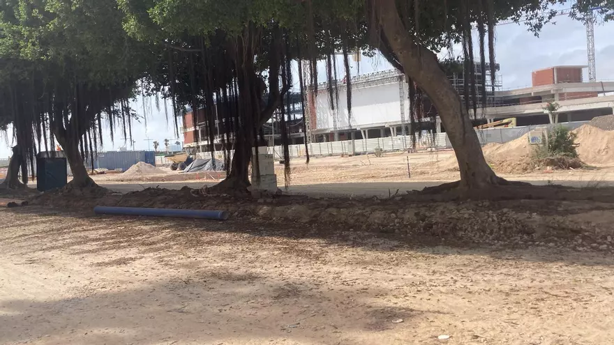 Así está la zona de adecuación del recinto ferial en la que se ha demolido el antiguo paseo de La Libertad (agosto 2025) y que se ejecutan con un sobrecoste del 35 %