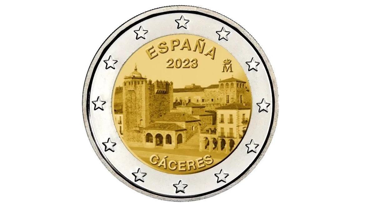 Moneda de dos euros conmemorativa con la plaza Mayor.