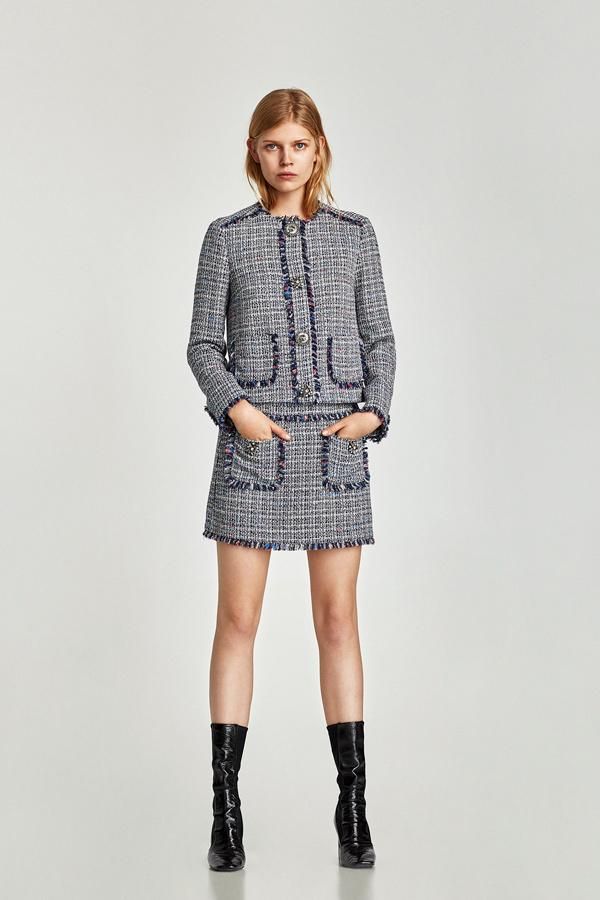 Es temporada de dos piezas en Zara: 'tweed' con bolsillos