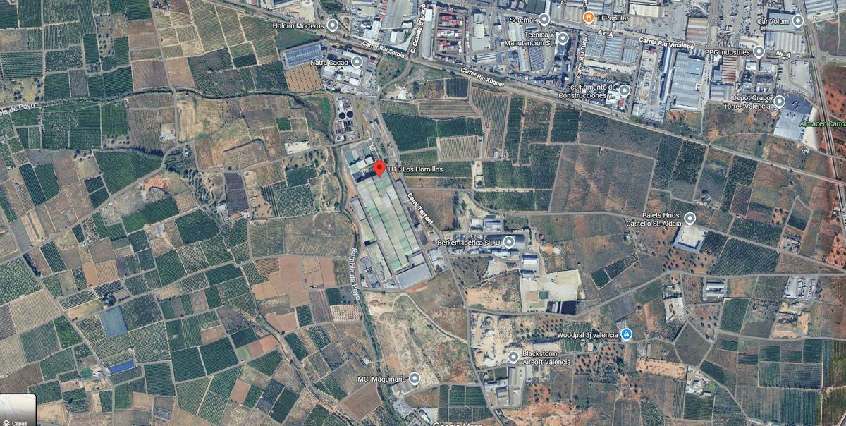 Partida de los Hornillos, en una captura de Google Maps, donde se desarrollará el polígono.