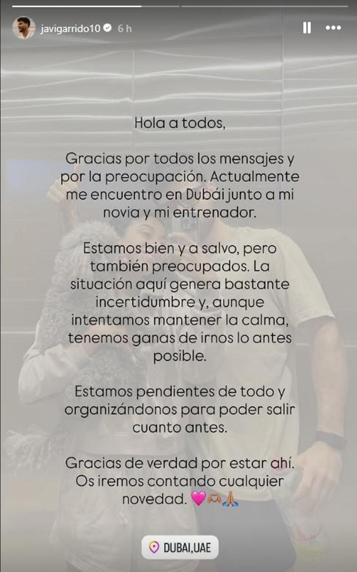 El mensaje de Javi Garrido