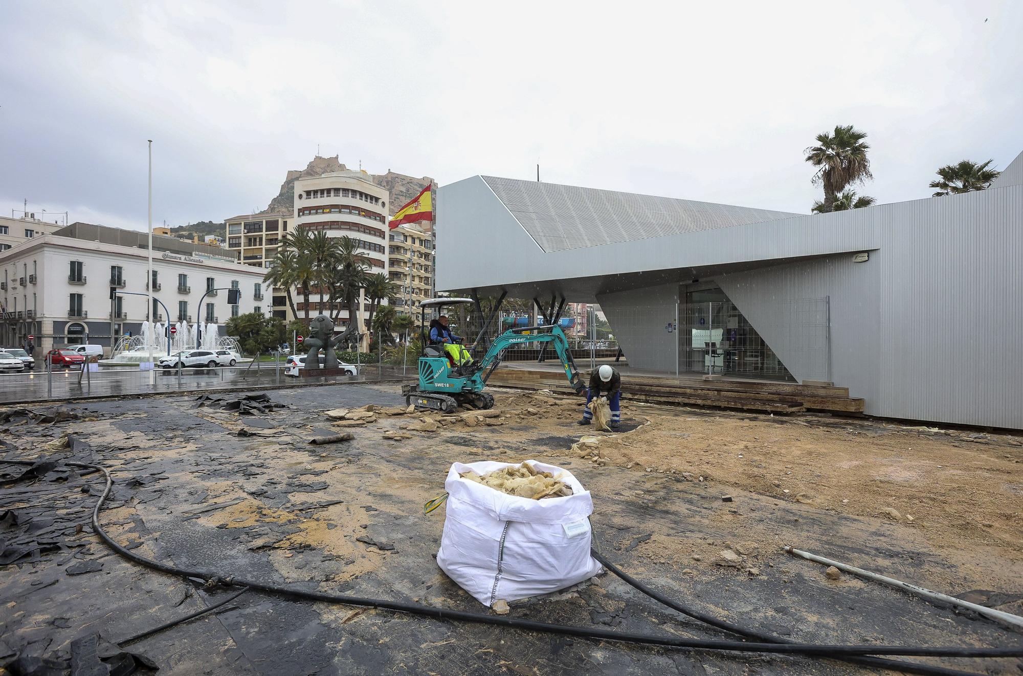 Obras en el paseo del puerto de Alicante