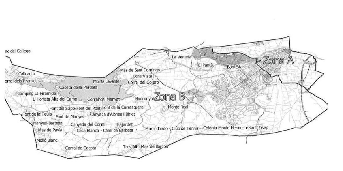 Las dos zona delimitadas para la matriculación