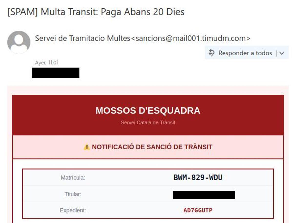 ¿Has recibido un correo de los Mossos d’Esquadra? Cuidado, podría ser una estafa