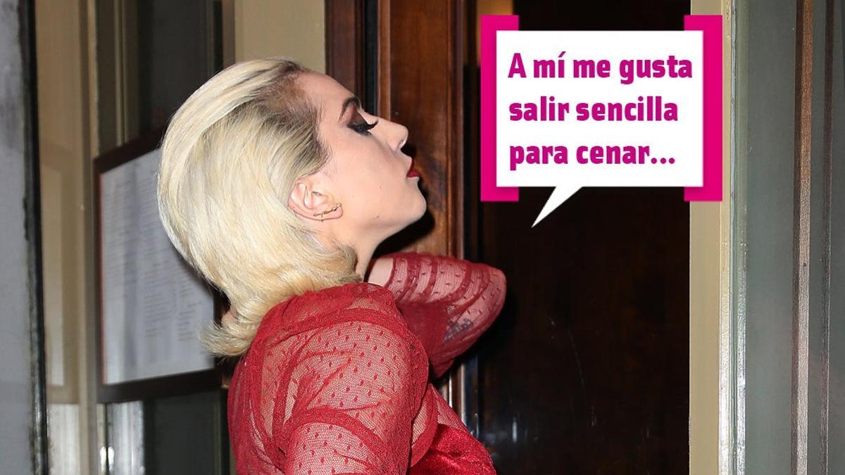 Lady Gaga sale de cena vestida muy sencilla