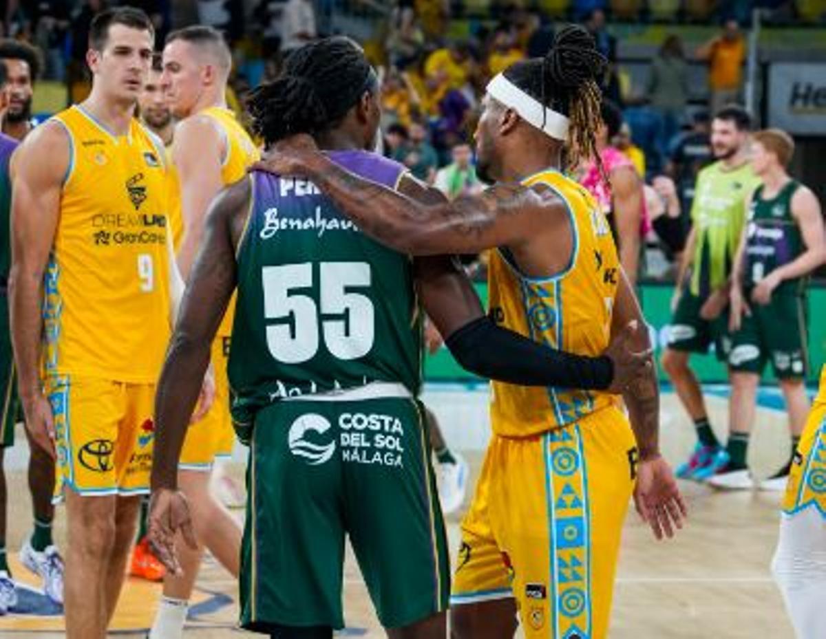 Perry y Albicy, tras el partido del sábado en el Gran Canaria Arena.