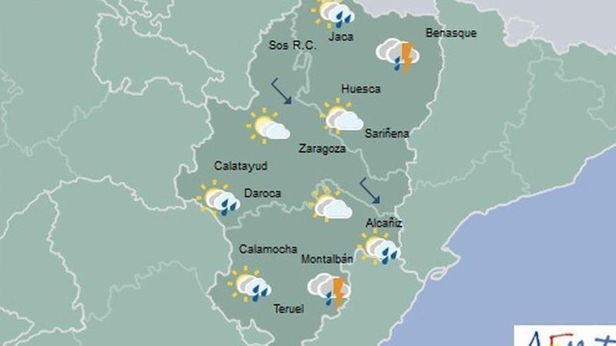 Mañana lluvias y chubascos fuertes, ocasionalmente con tormenta en el Pirineo