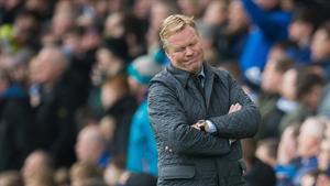 Koeman, en el partido entre el Everton y el Arsenal en Goodison Park.