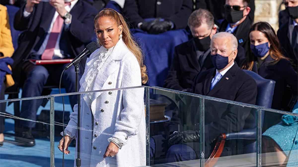 Jennifer López, de blanco impoluto durante la toma de posesión de Joe Biden