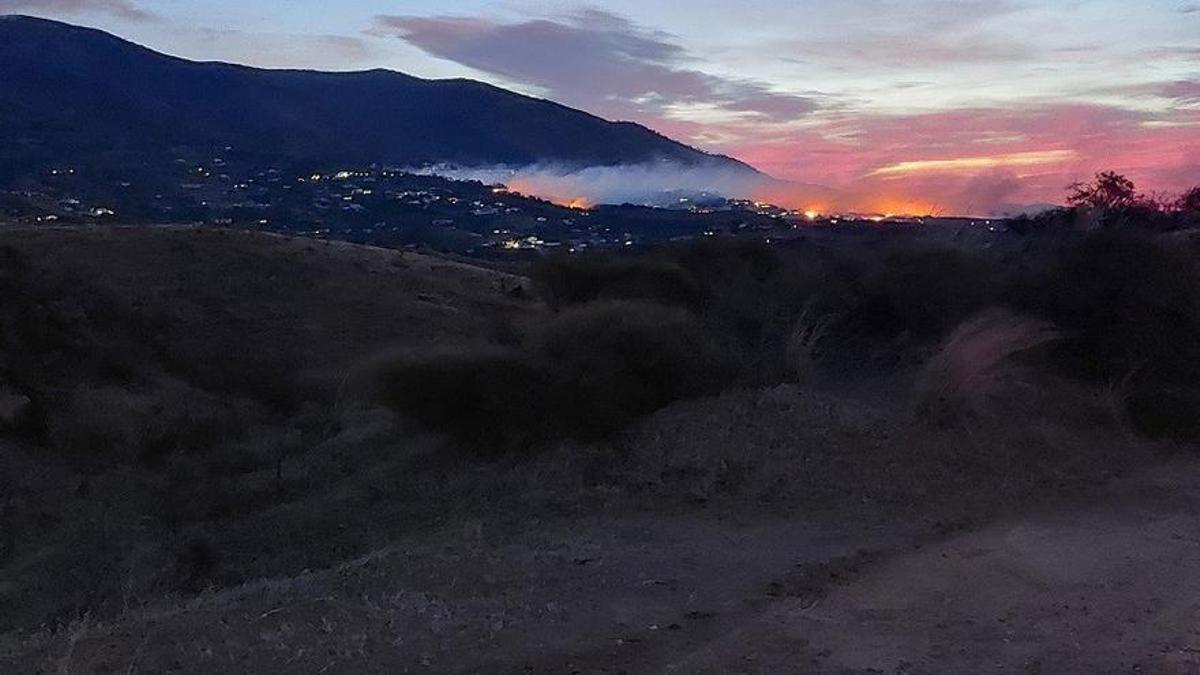 Vista del incendio declarado esta mañana.