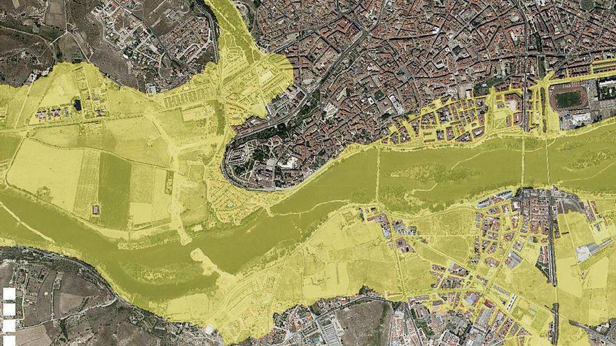 Mapa de inundabilidad de la ciudad de Zamora con los parámetros establecidos en la nueva normativa.