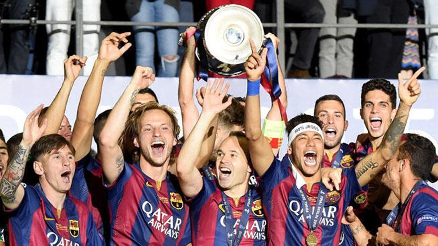 El FC Barcelona celebra su última &#039;Champions&#039;.