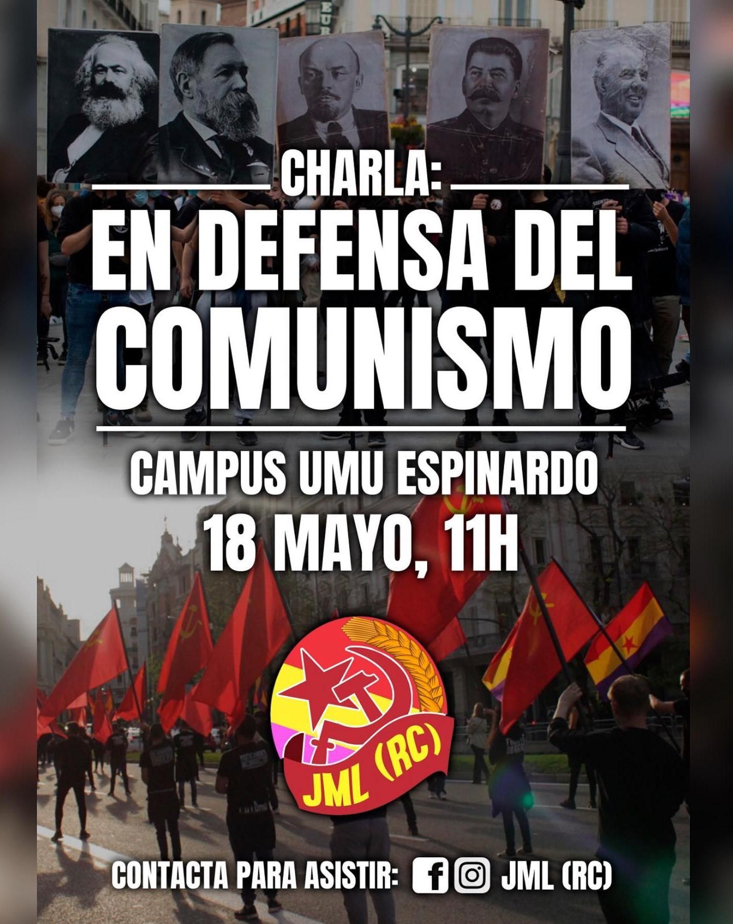 Cartel de la charla en defensa del comunismo.