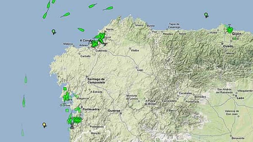 La web permite identificar los barcos y aviones que navegan por la costa o sobrevuelan Galicia.