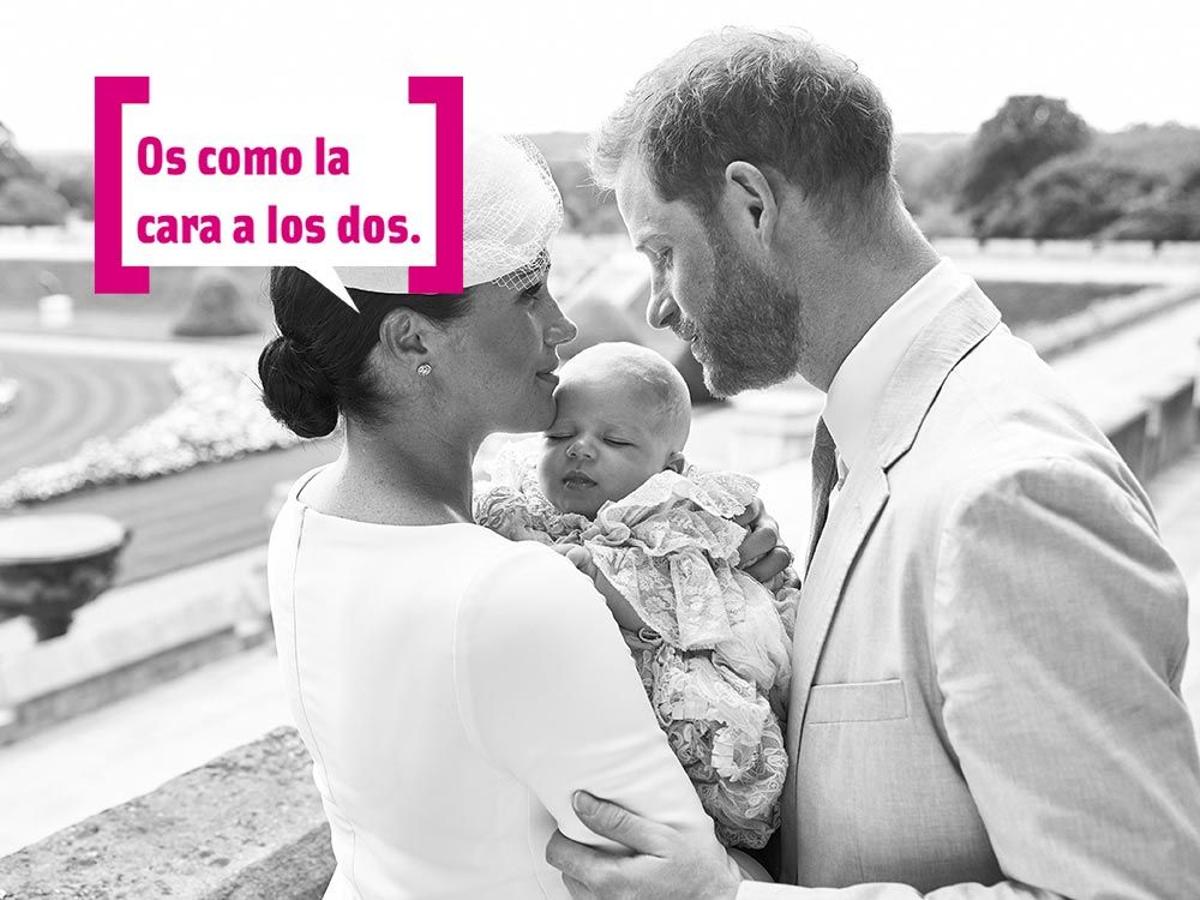 Meghan Markle y el príncipe Harry con Archie el día de su bautizo