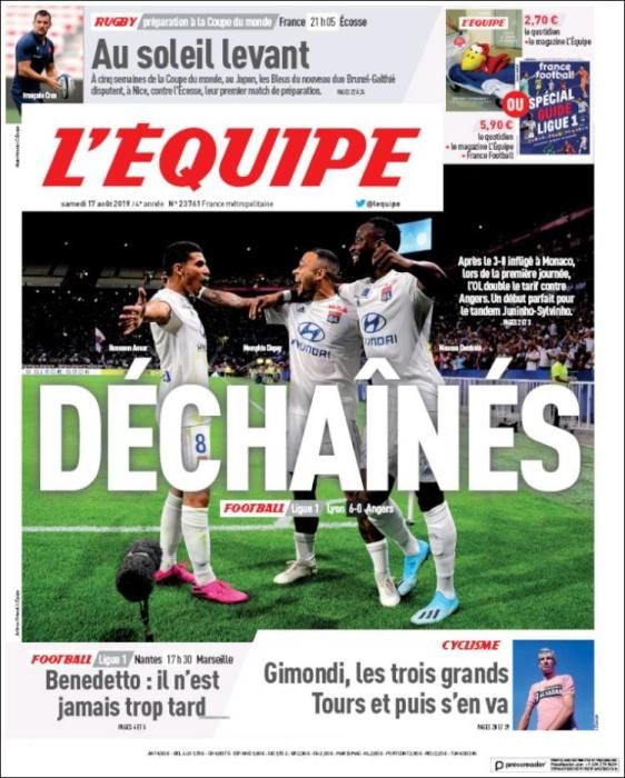 Portada L'ÉQUIPE sábado 17 agosto 2019