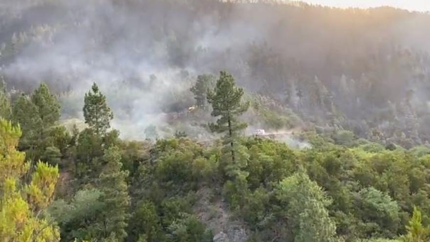 Situación del fuego en la zona de Chanajiga a a las 19:30 horas de este domingo