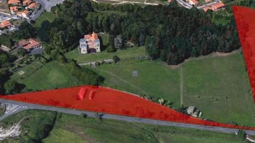 Vista aérea del pazo de Meirás y del terreno extramuros que el Concello preveía expropiar