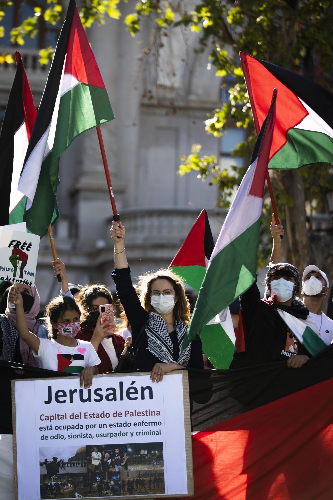 Protesta en València contra los bombardeos israelíes en Gaza y los desahucios en Jerusalén Este