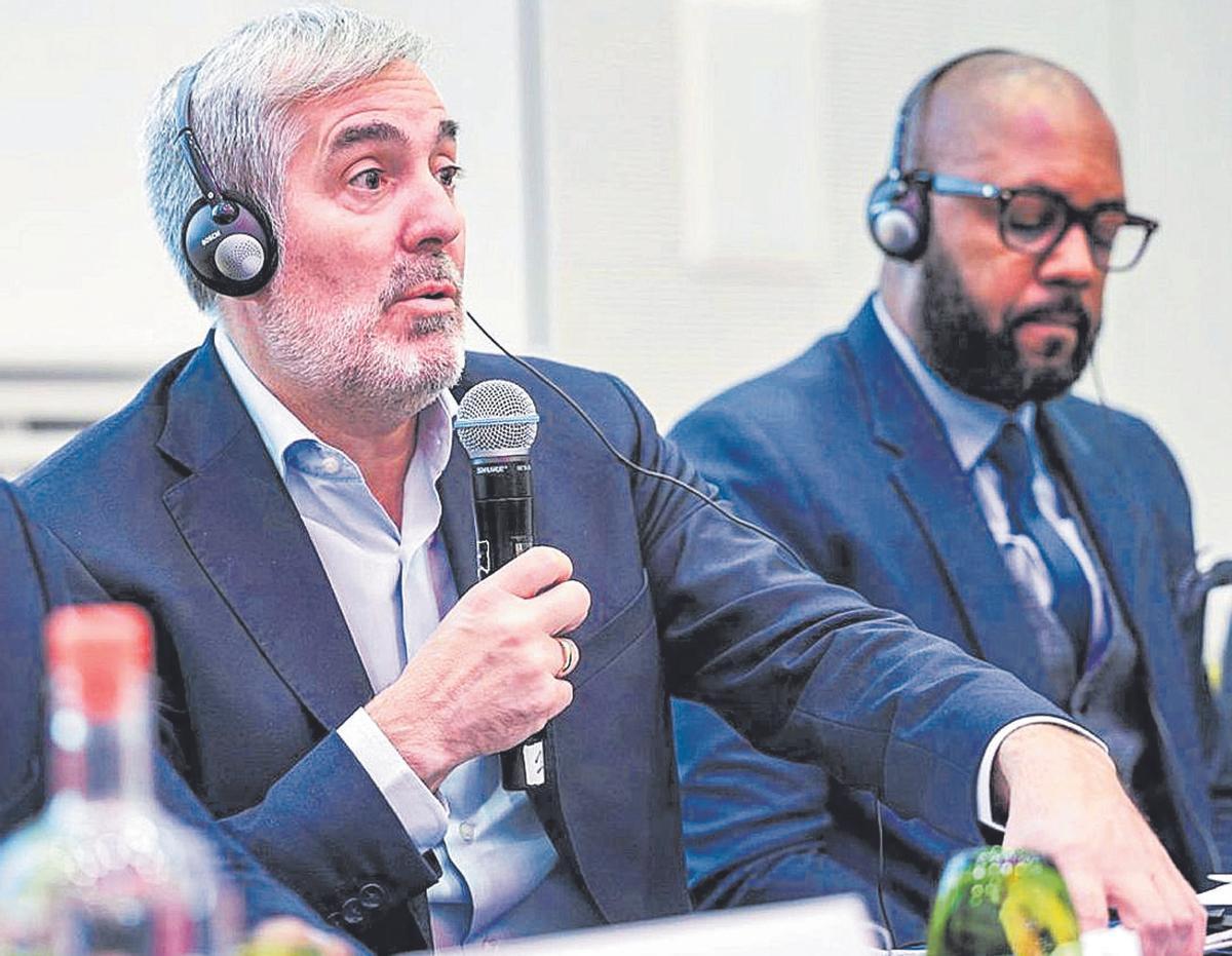 Fernando Clavijo, presidente del Gobierno canario, en una Conferencia de Presidentes las RUP, en Bruselas.