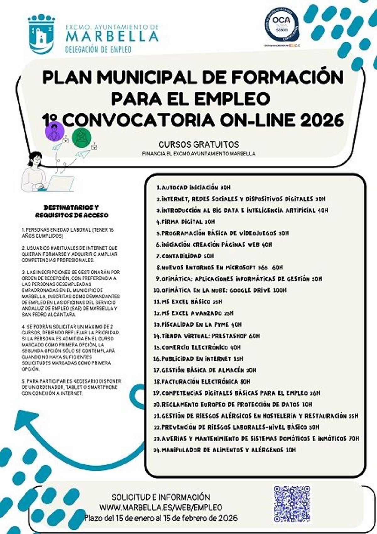 Convocatoria de formación online 2026 de Marbella