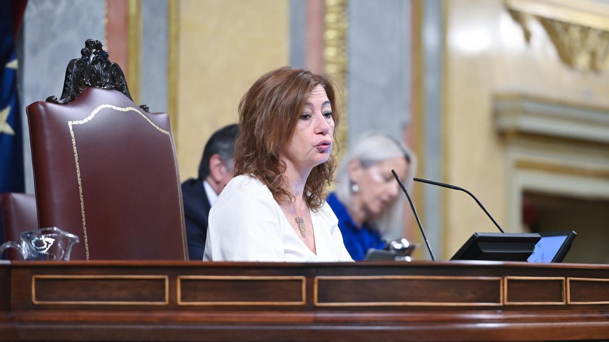 La presidenta del Congreso, Francina Armengol, durante una sesión plenaria en el Congreso de los Diputados, a 24 de junio de 2026, en Madrid (España). El presidente del Gobierno comparece en la Cámara Baja para informar sobre la situación políti