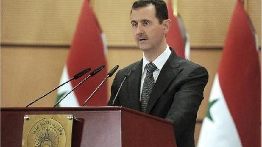 El president sirià, Bashar Al-Assad, durant el seu discurs a la universitat.