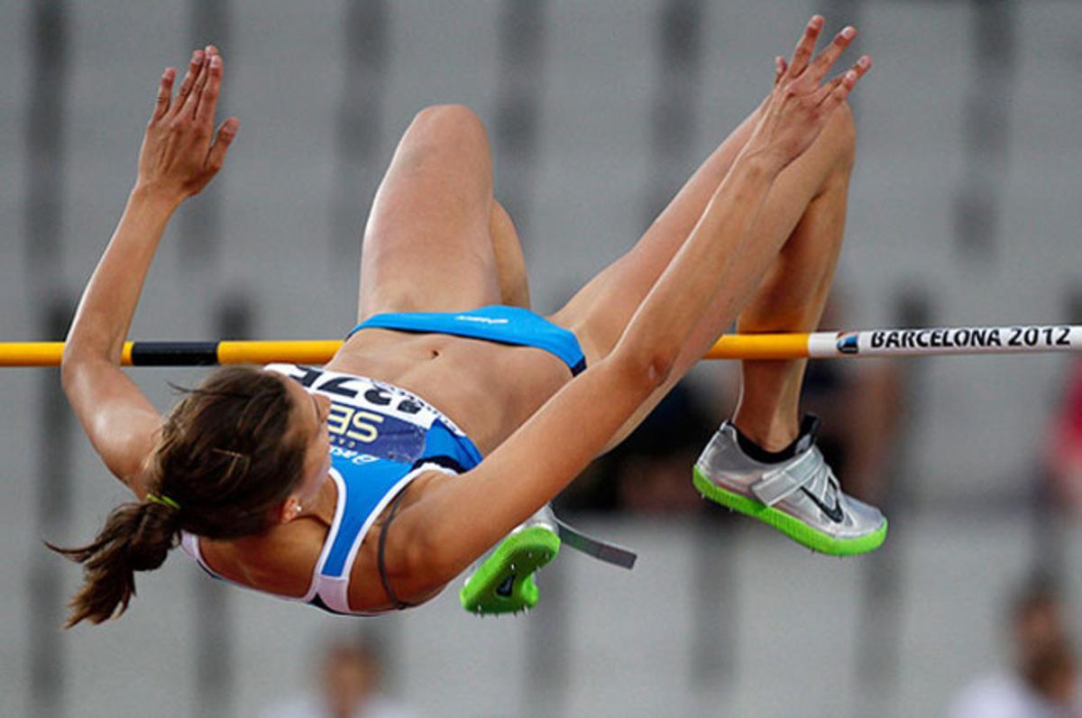La italiana Alessia Trost, guanyadora de la final de salt d’altura del Campionat Mundial Júnior d’Atletisme, celebrat a Barcelona.