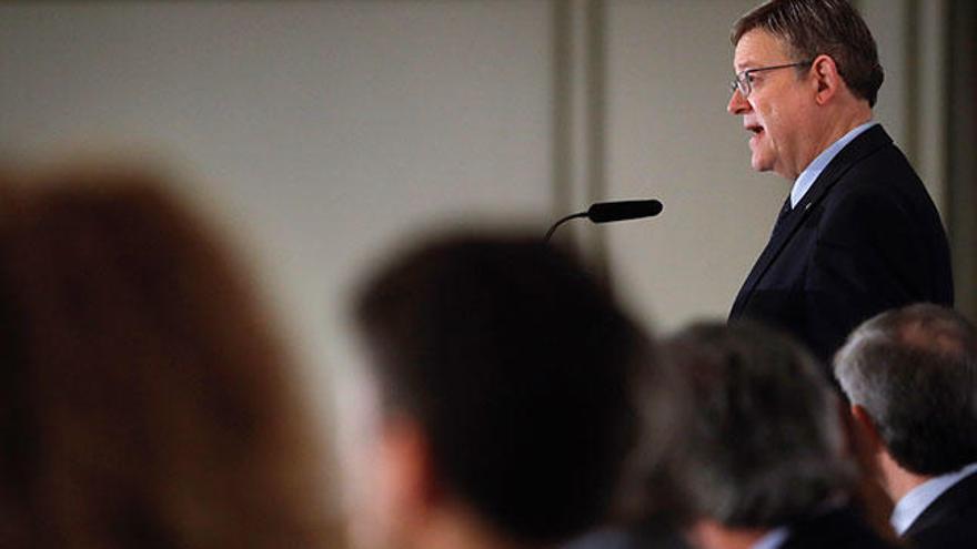 Ximo Puig, esta mañana, durante su conferencia