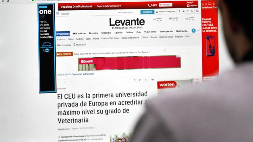 Un lector consulta información a través de la web de levante-emv.com.