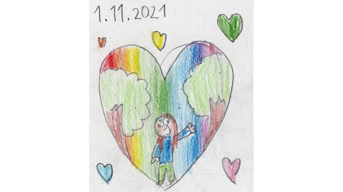 Dibujo que Julija regaló a su padre el último día que ambos se vieron antes de la desaparición.