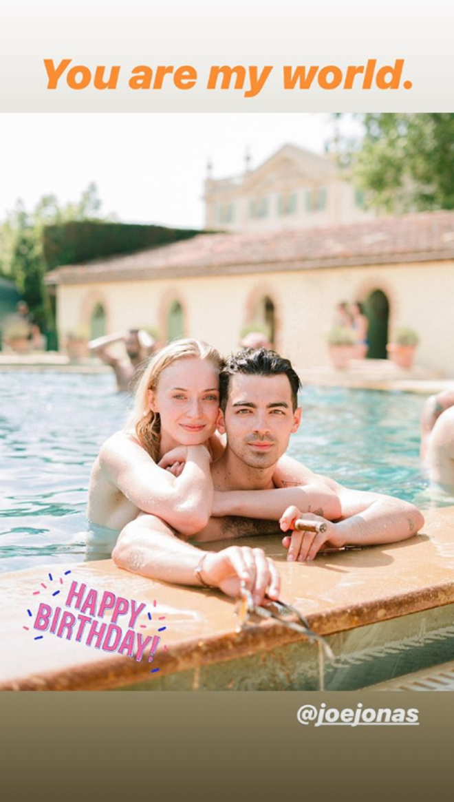 Segunda felicitación de Sophie Turner a Joe Jonas por su 30 cumpleaños a través de los stories de Instagram