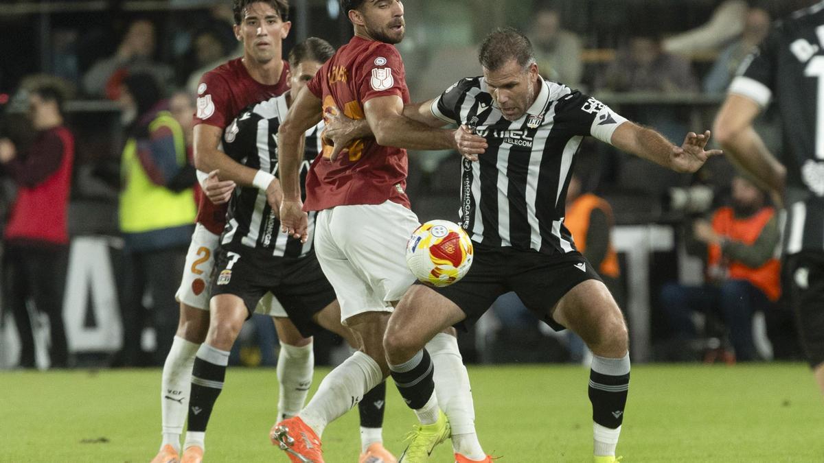 Alfredo Ortuño en el partido de Copa ante el Valencia.