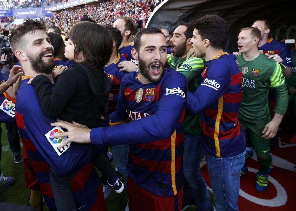 Celebració dels jugadors del Barça al final del partit