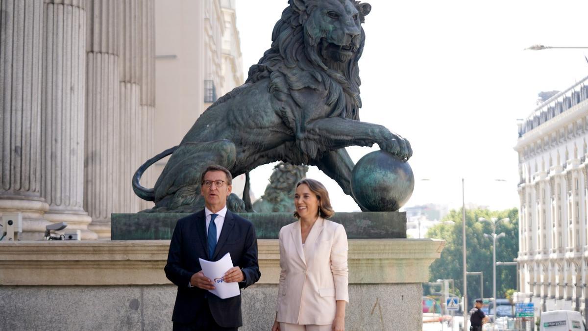 Alberto Núñez Feijóo, a su llegada al Congreso.