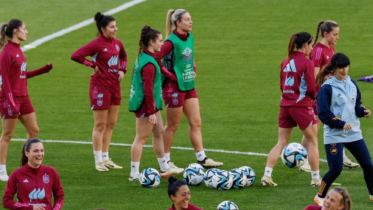 Entrenamiento de la selección española antes de la final ante Francia