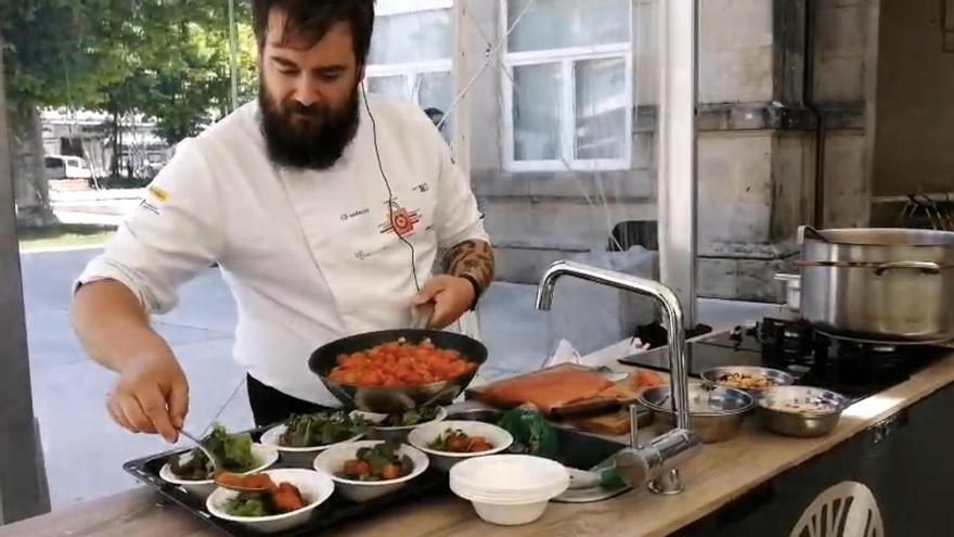 Showcooking en la presentación de la feira da sidra