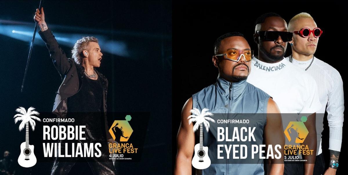 Robbie Williams y Black Eyed Peas serán cabeza de cartel de Granca Live Fest 2024.