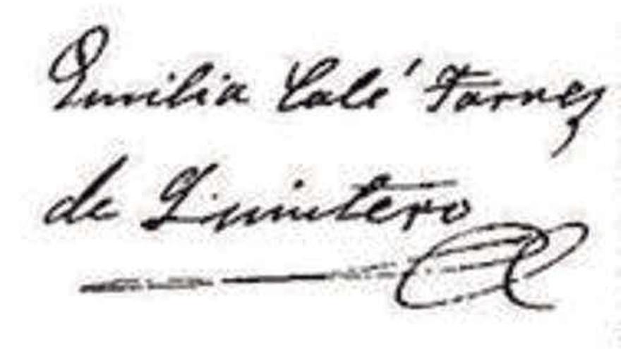 Firma de la escritora coruñesa.