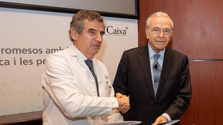 Isidre Fainé, president de la Fundació Bancària &quot;la Caixa&quot;, i Josep M. Campistol, director general de l&#039;Hospital Clínic de Barcelona.