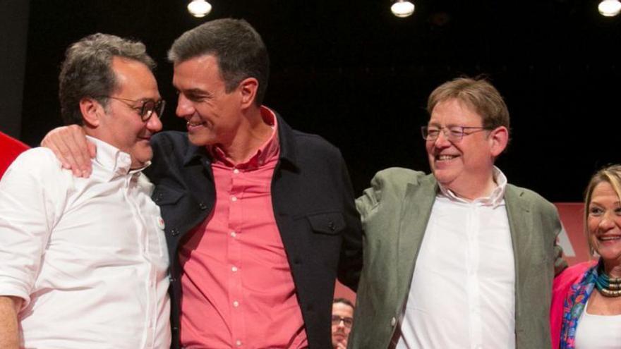 Con Pedro Sánchez y Ximo Puig  en la campaña de 2019.  
